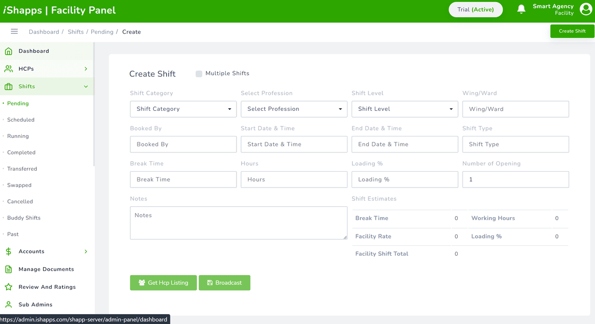 Create Shift Window