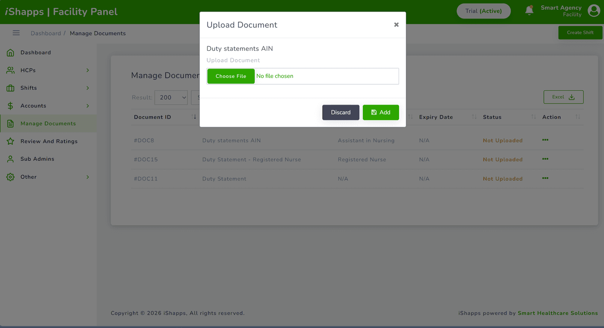 Documents action menu